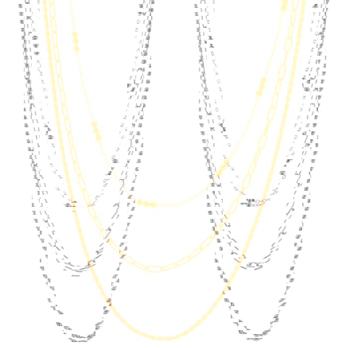 Layered Chain Necklace with Textured and Beaded Details