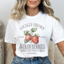 Large White Local Grown Strawberries Graphic Tee, Trendy Shirt, Summer Graphic Tee, Strawberry Shirt