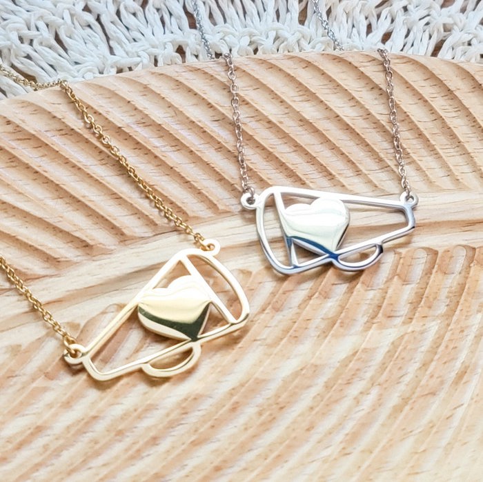 Cheer Megaphone Necklace -  Personalized - Choose silver or gold 