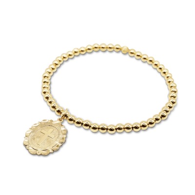 4mm Gold Ball Charm Bracelet