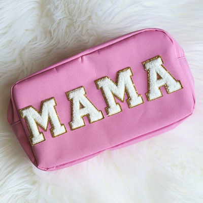 DaniEmCo Chenille Letter Patch Cosmetic Make Up Bag | Mama | Stuff | Glam