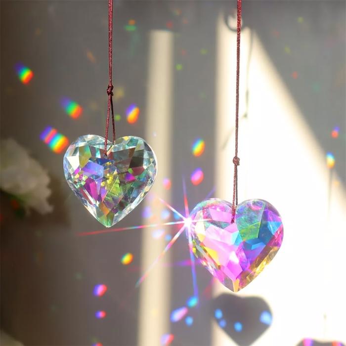 Crystal Suncatchers Heart Pendant Prism Rainbow Maker