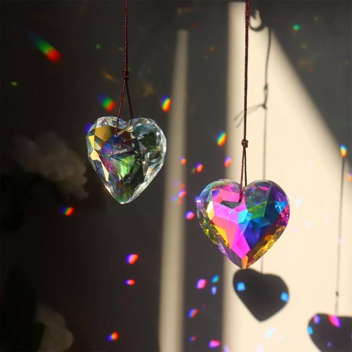 Crystal Suncatchers Heart Pendant Prism Rainbow Maker