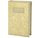 Jane Eyre Gold Floral Book Box | Faux Leather Wrap Book Shaped Storage Stash Trinket Box Vintage Book Box Stash Trinket Storage | Decorative Book-Shaped Storage