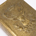 Gold Deer Book Box | Faux Leather Wrap Book Shaped Storage Stash Trinket Box Vintage Book Box Stash Trinket Storage | Decorative Book-Shaped Storage