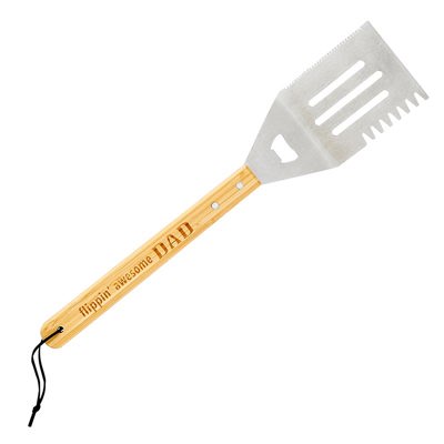 Flippin' Awesome Dad Fathers Day Grill Spatula | Bamboo Handle BBQ Grilling Tool Turner | Men's Gift