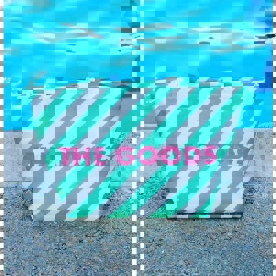 The Goods Cooler Insulated Tote Bag in Green and White Stripes | Soft Flexible Cooler