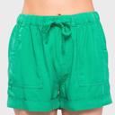 Green Small Lightweight Tencel Cuffed Summer Shorts