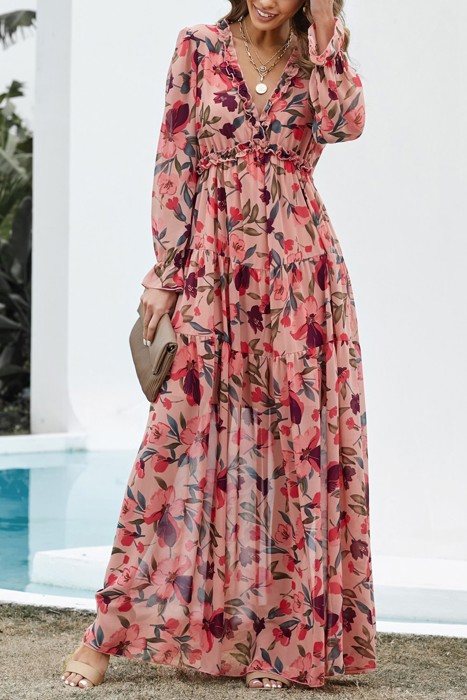 Wild Lotus Ruffle Tiered Maxi Dress | 4 Colors |