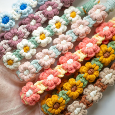 Floral Macrame Knit Keychain