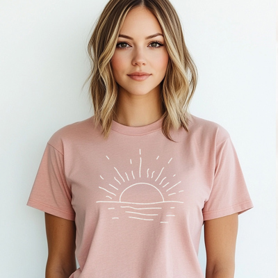 Simple Sunset Summer Beach Vibes ,Happy Days Graphic Tee