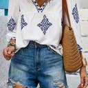  Love Kuza Moroccan Blue in White Blouse