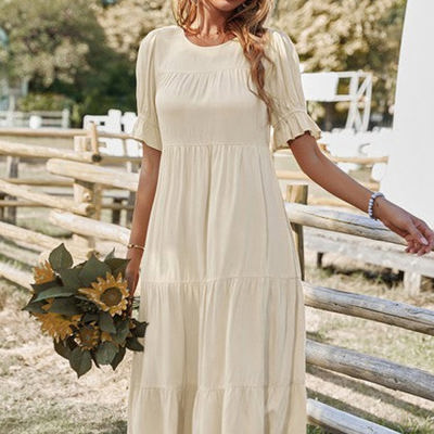 Love Kuza Bell Sleeves Easy Tiered Midi Dress