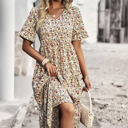 Beige Medium Love Kuza Ditsy Delight Midi Dress