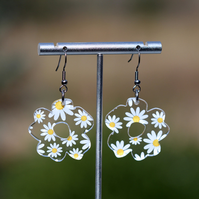 Daisy | Boho Flower Acrylic Dangle Earrings