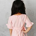  Kids Pink Stripe Tie Ruffle Spring Summer Dress
