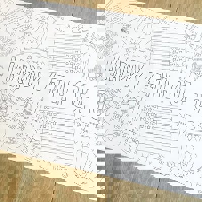 July 4th Party Coloring Table Runner