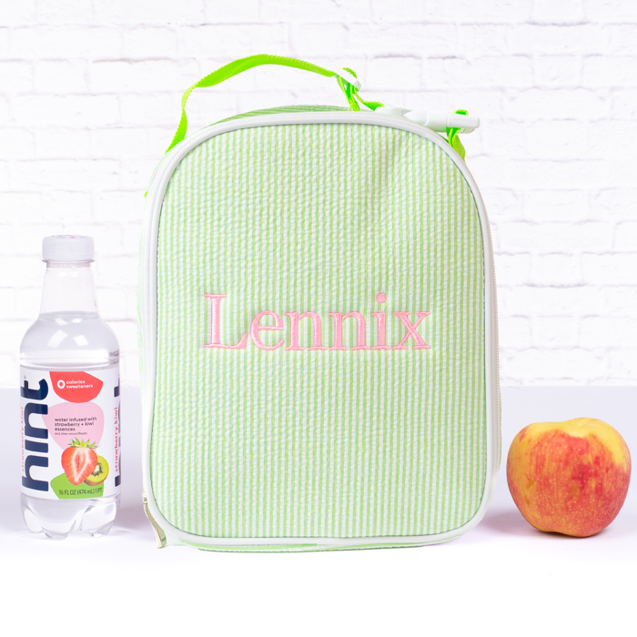 Personalized Lunch Bags for Kids, Insulated Lunch Bag, Seersucker Lunch Bag, Monogrammed Kids Lunch Bag, Lunch Box, Lunch Bag for Women