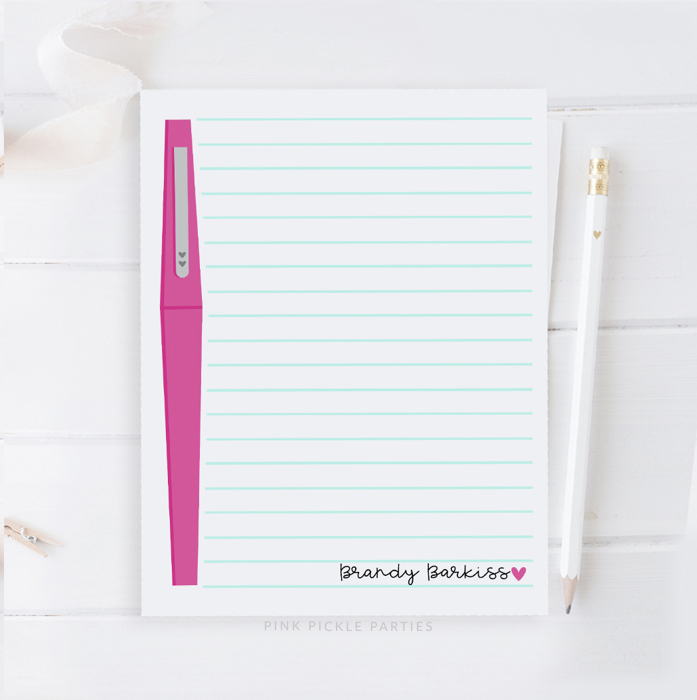 Personalized Flair Pen Notepad | Teacher Gift