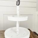  White Two-Tiered Wood Tray – Farmhouse Decor Charm Centerpiece