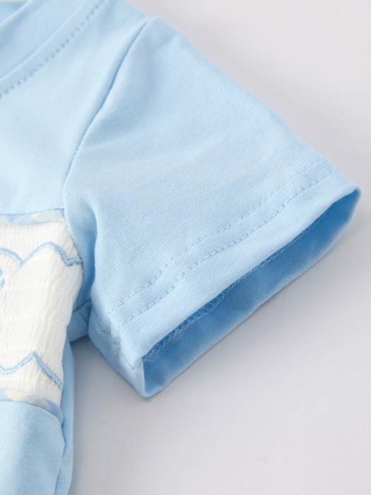 Blue Smocked Church Christ Bishop Christening Baby Boys' Romper