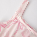  Toddler Pink Bow Print Sling Flared Jumpsuit