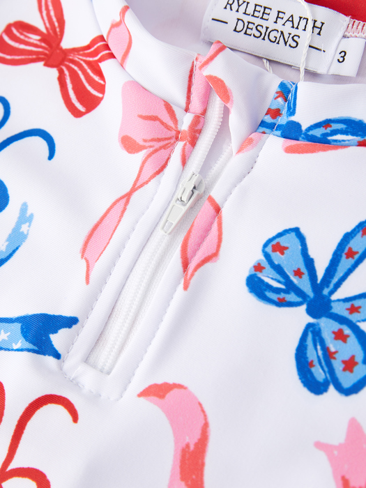 4th of july “Bow” Floral Boutique Girls Swimsuit