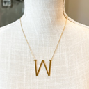 Gold W Large Initial Letter Necklace
