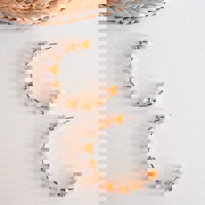 Samantha Peach and Blush Beaded Hoop Earrings