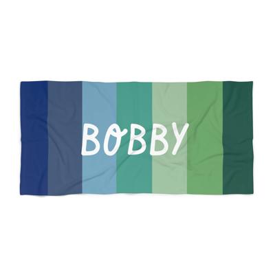 Personalized Boy Beach Towel - Custom Name Vacation Camp RETRO Style