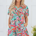 Green Medium Erin Lace-up High Waist Buttoned Mini Dress