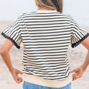  Naya Scallop Lace Trim Ruffle Short Sleeves Top