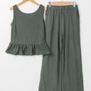 Duffel Green XXL Teresa Ribbed Ruffle Tank Top and Pants Set