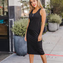  Button Detail Midi Tank Dress