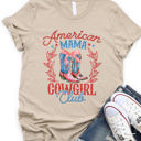 Large Tan American Mama Cowgirl Club - Graphic Tee