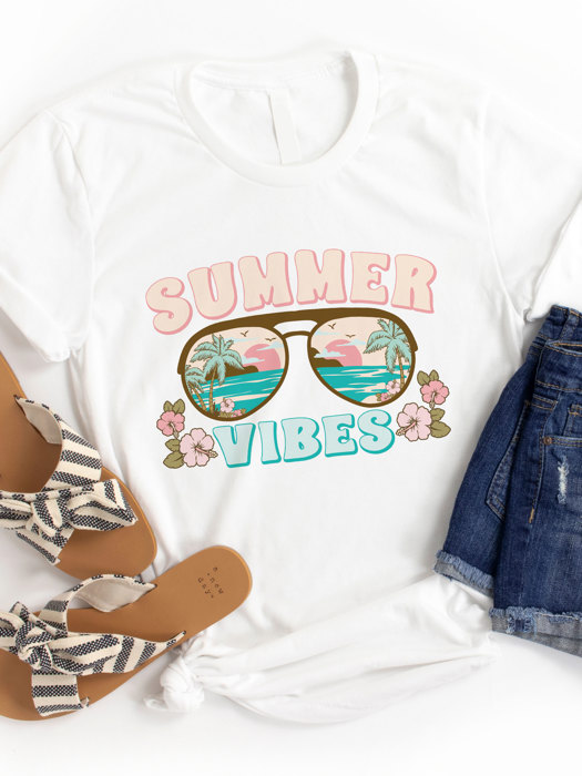 Summer Vibes Sunglasses Graphic Tee