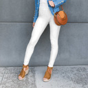 XL-2XL (Pant Size 11-13) Long - White Truly Contagious Premium Stretch Soft High Waisted Jeggings for Women - Denim Leggings - Cotton Stretch Blend - Long