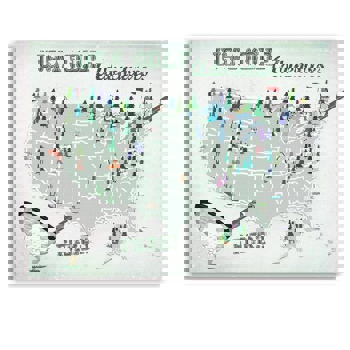 Golf Maps with Travel Pins |  8x10, 11x14 OR 16x20 Canvas